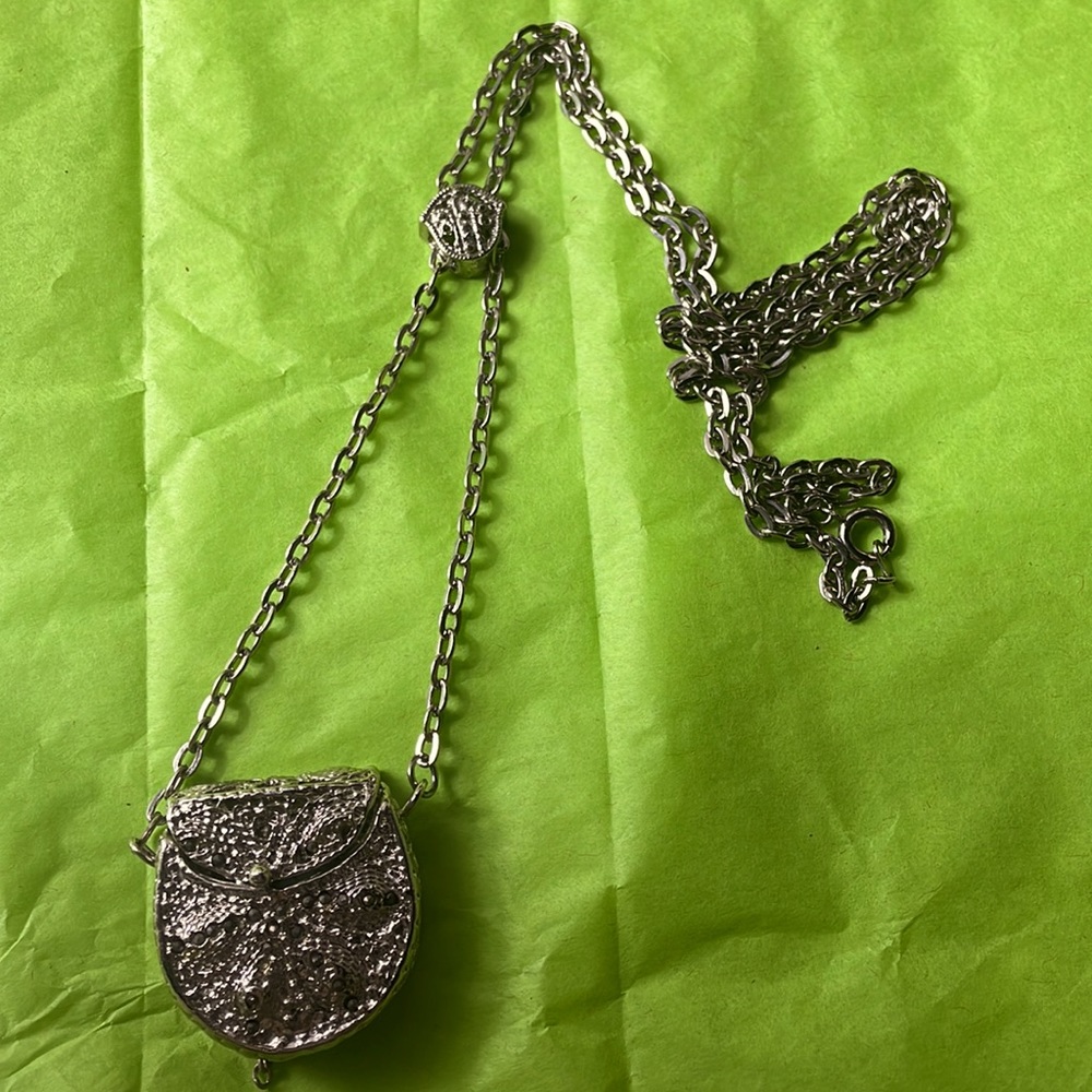 Vintage silver pocket watch necklace